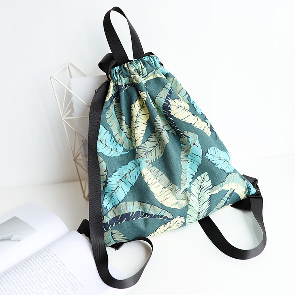 Fashion Printed Canvas Backpack Drawstring Student Portable Canvas