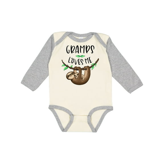 Inktastic Gramps Loves Me Cute Sloth and Baby Boys or Girls Long Sleeve Baby Bodysuit