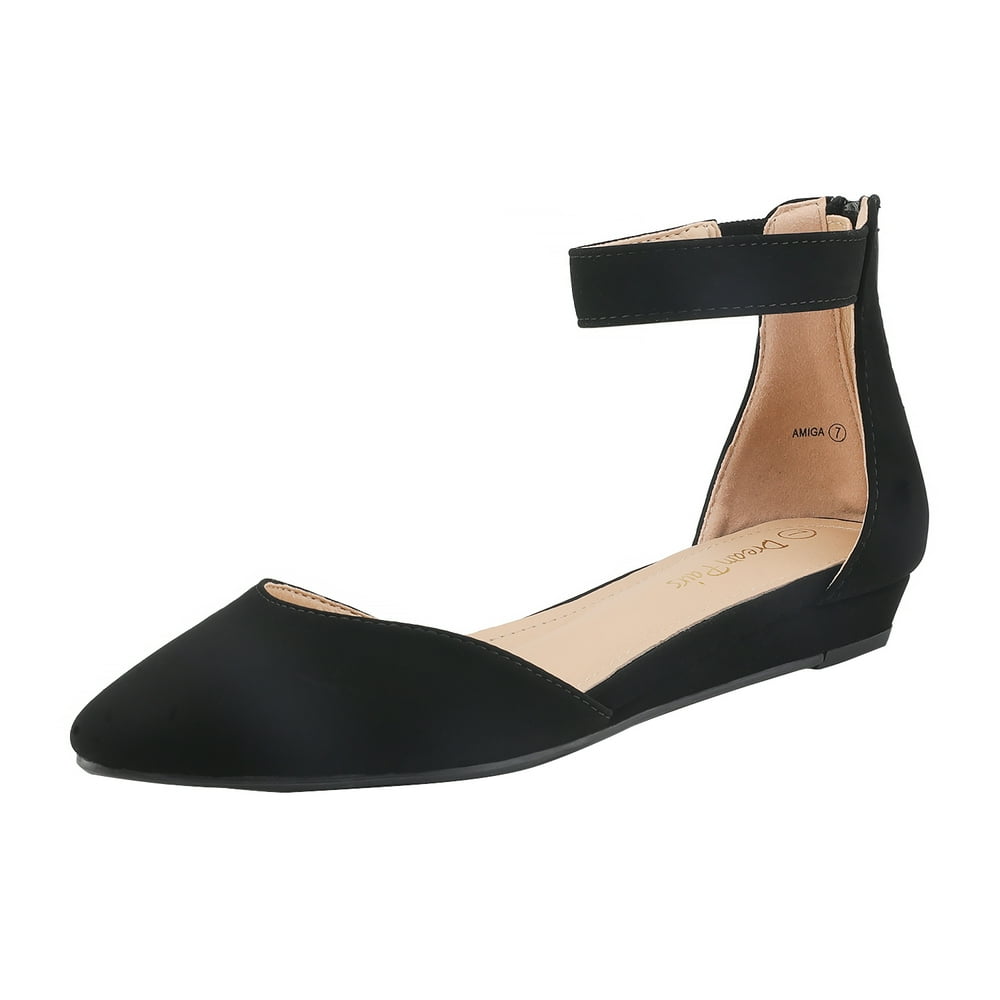 Dream Pairs - DREAM PAIRS Womens Ankle Strap Flats Low Wedge Heel Ladies Comfort Flat Shoes