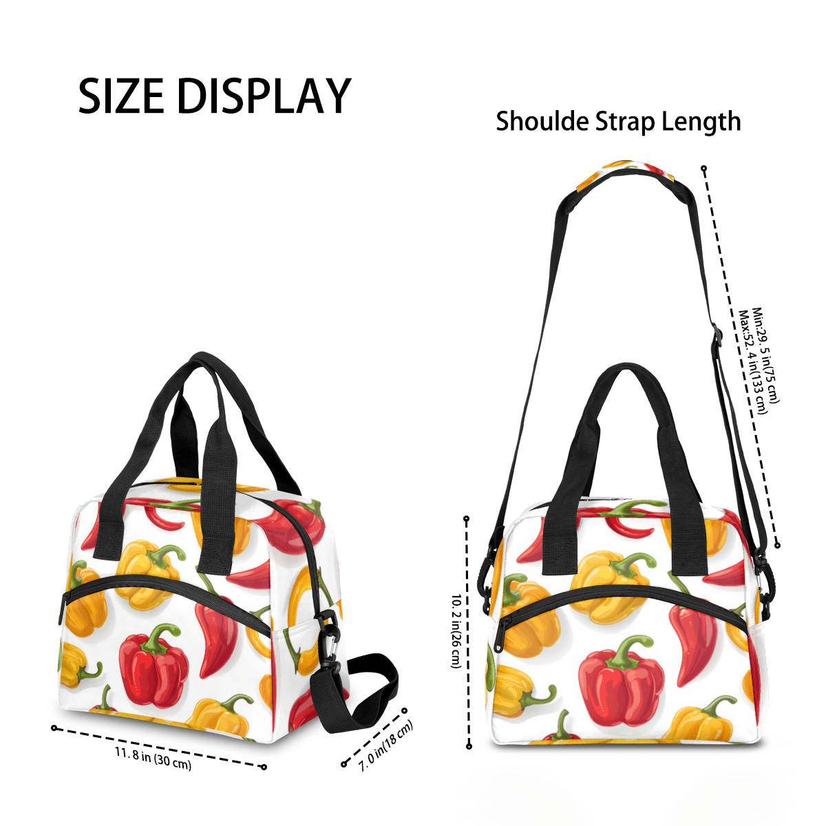 Herdesigns Chili Peppers Insulated Lunch Bag for Women Men Adults Large Reusable Lunch Box Colorful Leakproof Cooler Tote Bags with Adjustable Shoulder Strap