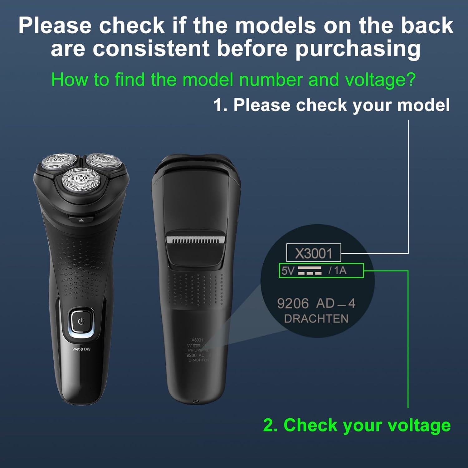 5V Charger Compatible with Philips Norelco Shaver 3900 2400, Wet & Dry Shaver Series 2000 5000 7000 3000 QP2724 QP2834 QP1924 One Blade Series