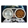 thumbnail image 1 of Space Cat Pet Mat for Food and Water, Astronaut Cosmonaut Suit Kitty with Planet Earth Backdrop in Galaxy, Non-Slip Rubber Mat for Dogs and Cats, 18" X 12", by Ambesonne, 1 of 2