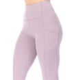 thumbnail image 4 of High Waist Sports Leggings With Side Ribbed Panels  Pockets - Mauve, 4 of 5