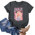 thumbnail image 2 of Dolly Shirt for Women Retro Floral Portrait Graphic Tee Country Music T Shirt Short Sleeve Crew Neck Casual Western Top, 2 of 5