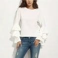 thumbnail image 2 of 2023 autumn fashion casual women's round neck long flared sleeve T-shirt women ruffled long sleeve top, 2 of 2