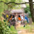 thumbnail image 4 of 7 Multicolor Birds On-A-Wire, Double Sided Painted Metal Bird Series Art Ornaments Pendant Hanging with Metal Chain for Window, 4 of 5