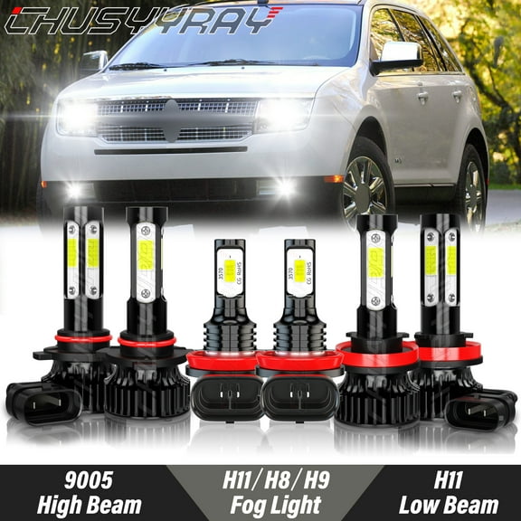 For Lincoln MKX 2007 2008 2009 2010 - LED Headlight High Low Beam Fog Light Bulbs Kit 6000K White 6x