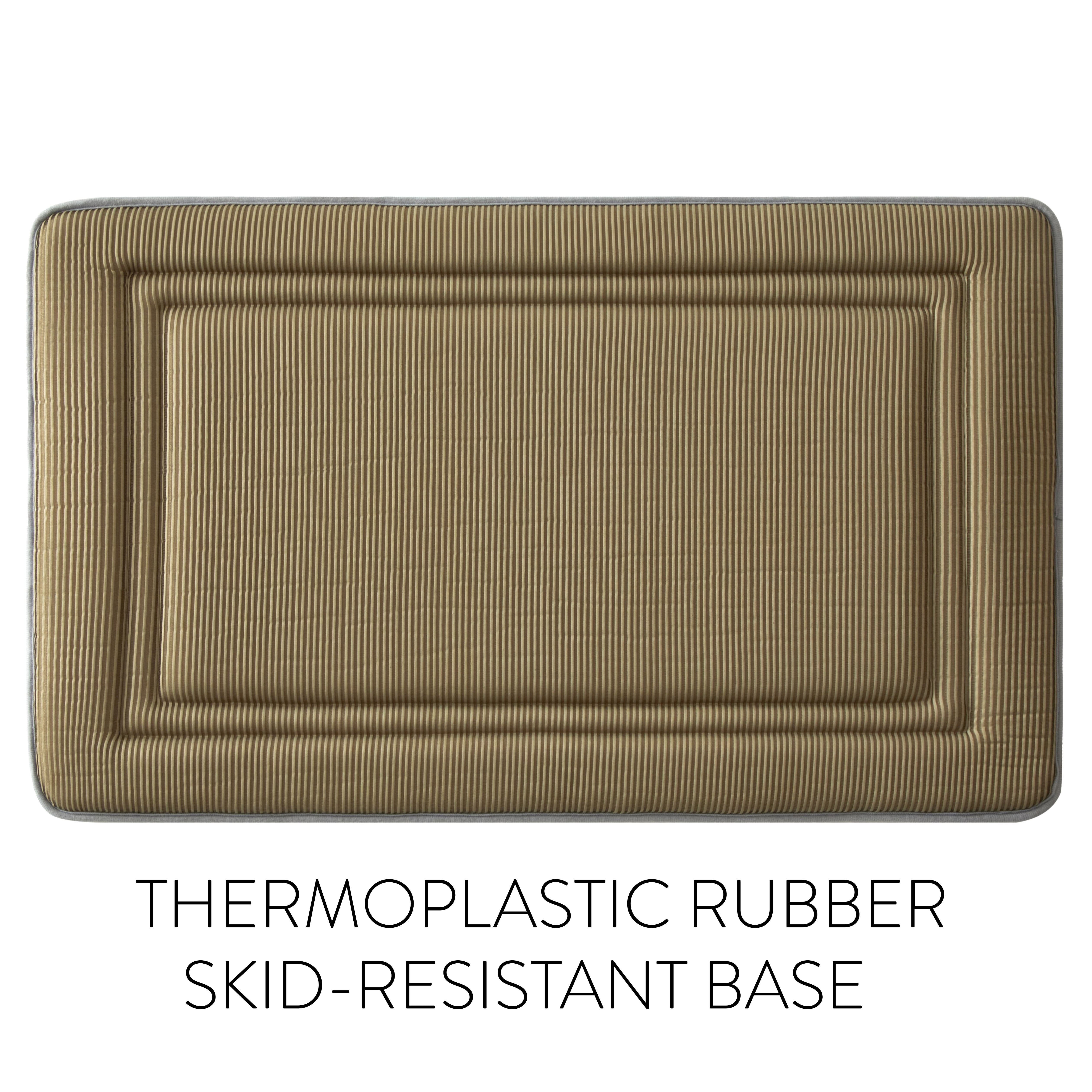 Sharper Image Hotel Boarder Memory Foam Back Bath Rug, Light Grey Polyester, 21 x 34" inches