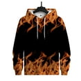 thumbnail image 5 of Leesechin Men's Long Sleeve Flame Print Hooded Pullover Tie Pocket Top Hooded Sweatshirt, 5 of 6