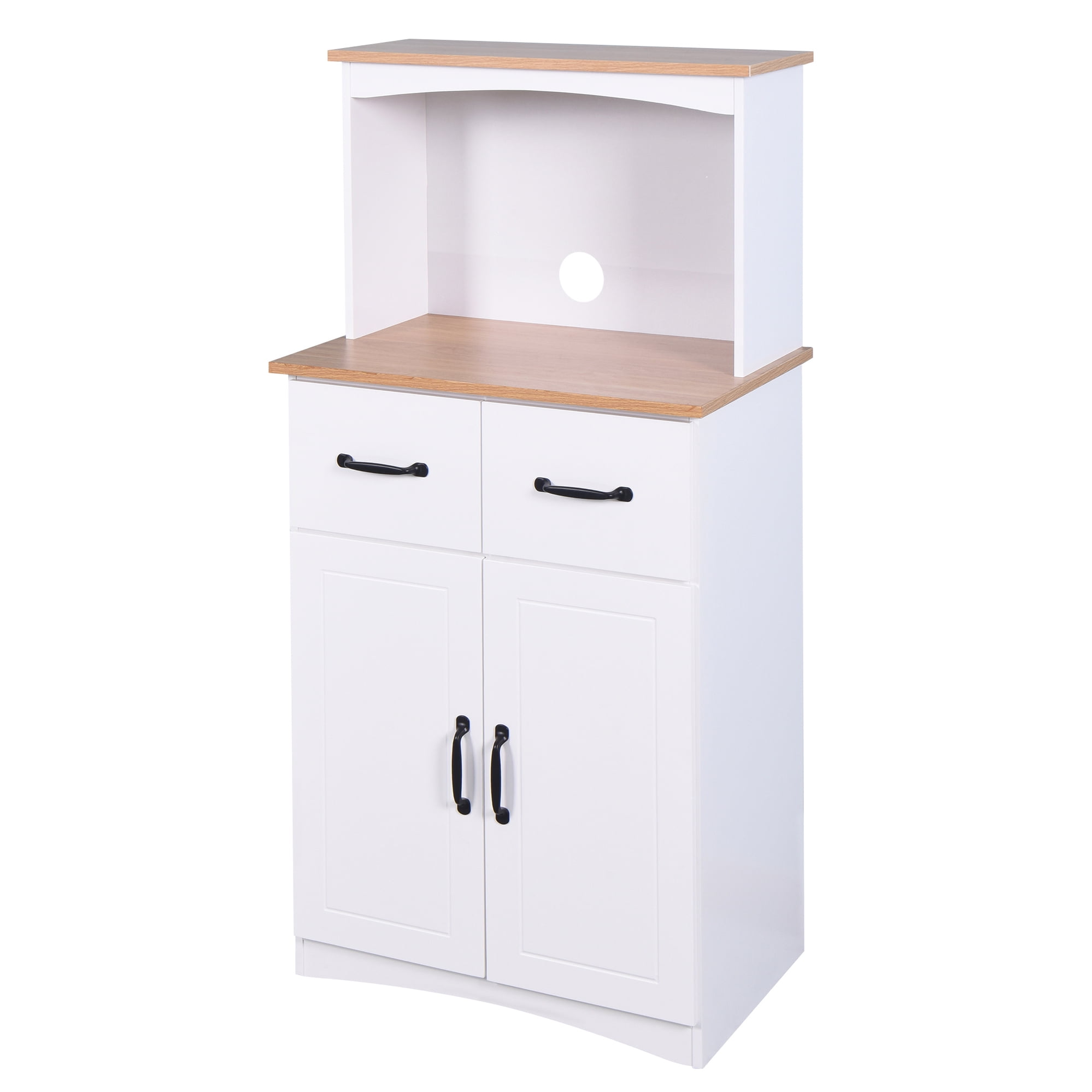 Noble House 49.4" Kitchen Pantry Cabinet with Microwave Stand, Drawer and Adjustable Shelf, White