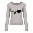 thumbnail image 4 of Okbop Sexy Long Sleeve Tops for Women, Fashion Casual Print V-Neck Loose Long Sleeve T-Shirt Top Pullover Women Blouses And Tops Fashion White Shirt, 4 of 6