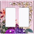thumbnail image 6 of Metal Light Switch Plate Outlet Cover Elegant Pink Floral Striped Damask FLW075, 6 of 13