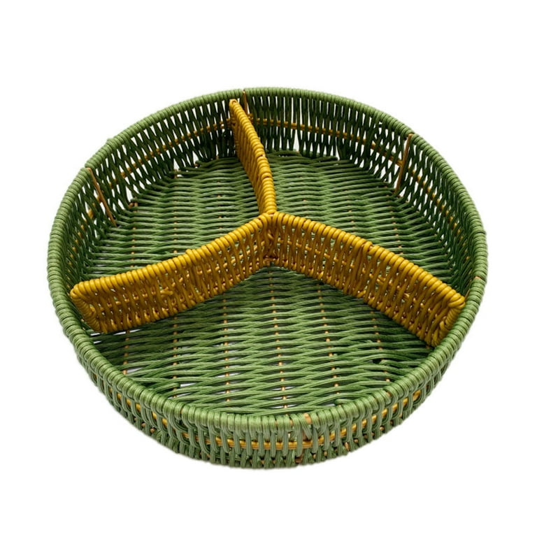 Vintage Rattan Tray hotsell Basket, Woven Wicker & Green Metal Handled Tray