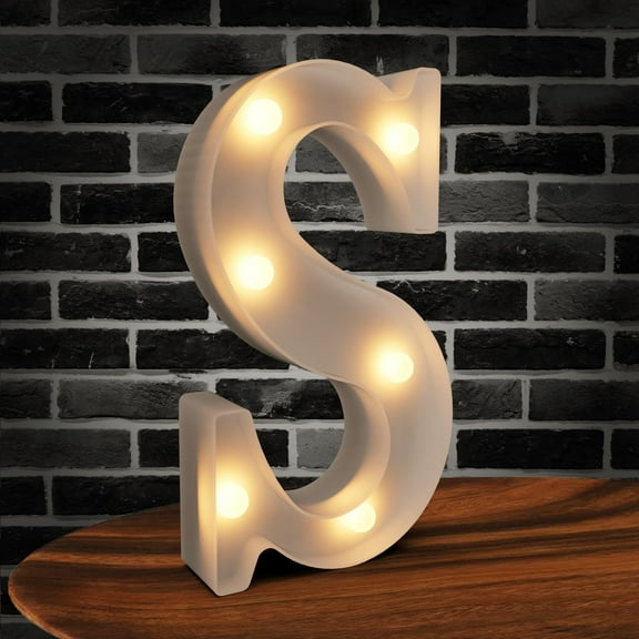 Yeeaulpa Marquee Letters Light up Letters, 26 Alphabet Battery Powered LED Lights, Night Light White Plastic Letters for Engagement Party Wedding Baby Shower Birthday, Initials for Decor (Letter S)