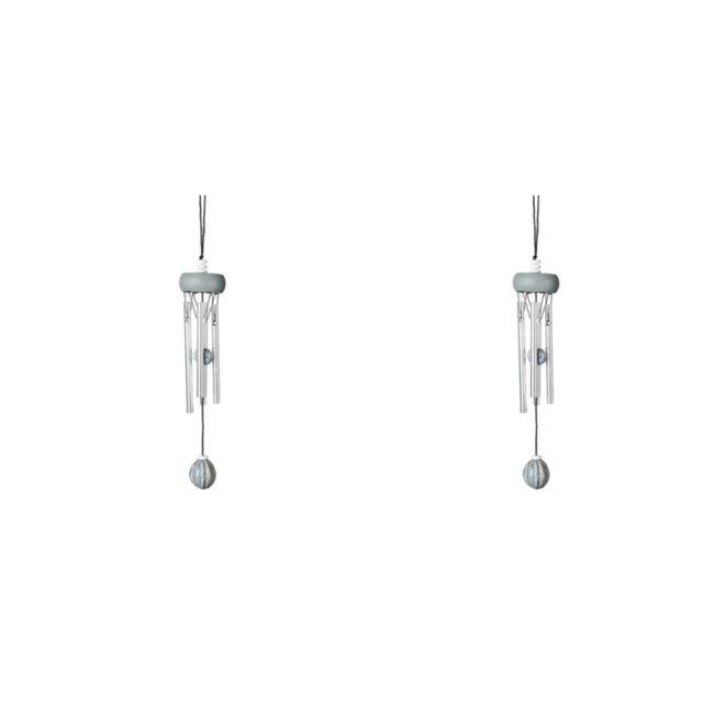 Guardoinrt Exquise Carillons de Vent avec Complexe pour le Look Raffiné Carillon de Vent Pendentif Petit Vent Carillons Matériaux Gris (Bois Rond) 2Set