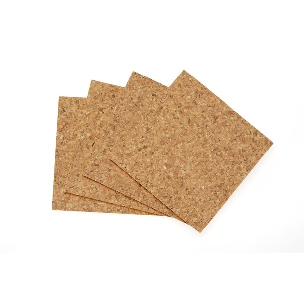 Cork Tile Squares 6 x 6 inches, 4 Pack