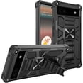 thumbnail image 2 of Compatible for Google Pixel 6a Case w/Tempered Glass Screen Protector [Military Grade] Ring Car Mount Kickstand Shockproof Hard Phone Case - Black, 2 of 8