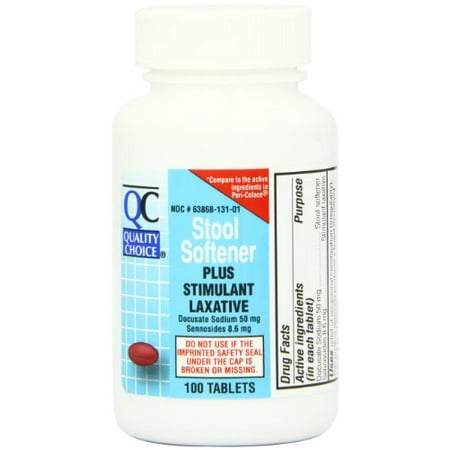 4 Pack Quality Choice Stool Softener Plus Stimulant Laxative 100 Count Each