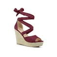 thumbnail image 1 of BLISSFUL STEP Chaussures pour Femmes Espadrilles à Lacets Sandales Compensées à Plateforme Bourgogne 6, 1 of 8