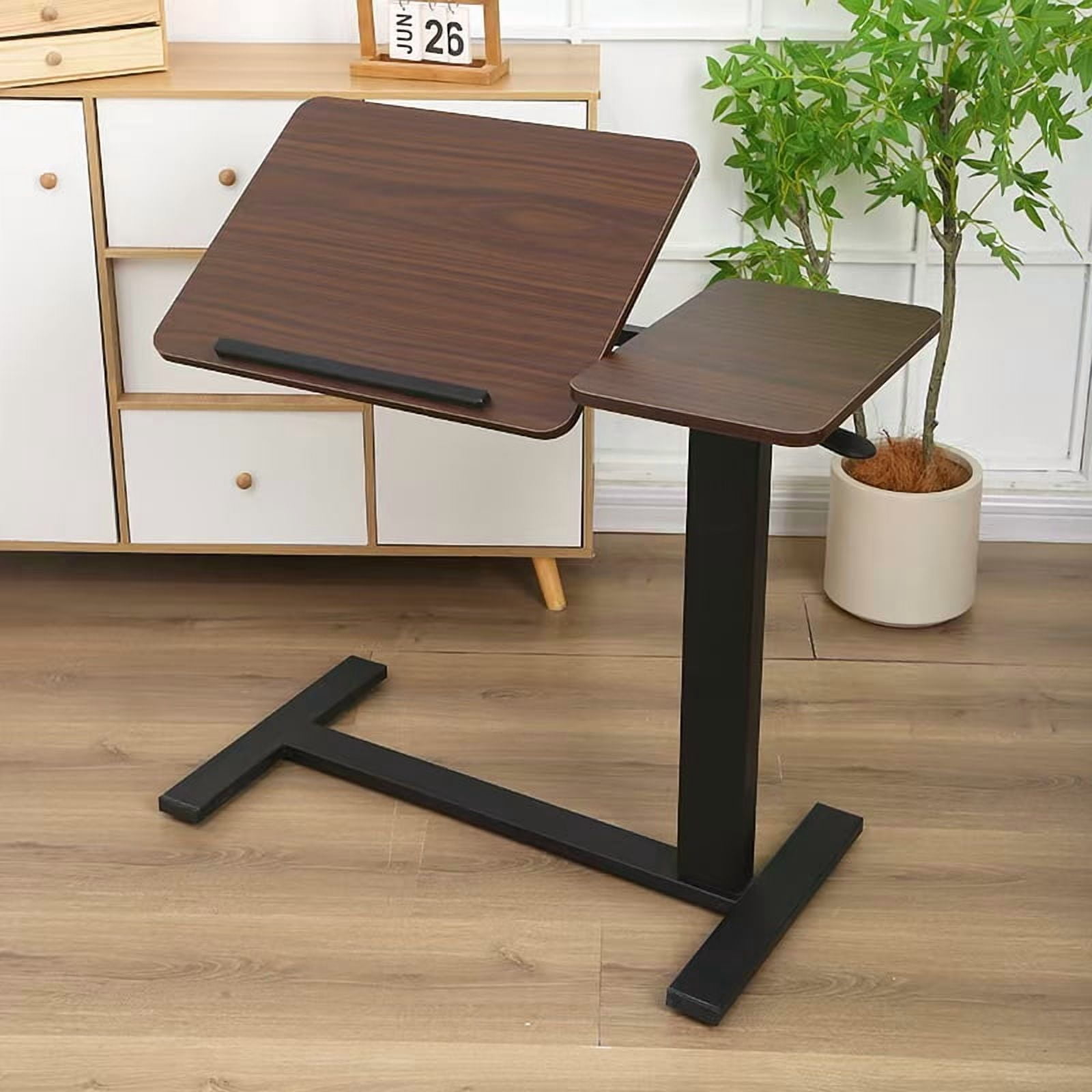 Folding Overbed Table, Height Adjustable Tilting Rolling Laptop Stand with Wheels, Ergonomic Mobile Bedside Desk for Working, Reading & Dining on Bed or Sofa