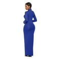 thumbnail image 4 of Plus Size Women's Turtleneck Velvet Maxi Dress Long Sleeve Casual Wide Shoulder Pad Ruched High Neck Bodycon Dresses, 4 of 5