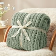 thumbnail image 2 of Chunky Knit Throw Blanket Chenille Reversible Bedding Blankets,Sage Green,40" X 50", 2 of 2