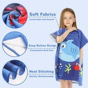 Hooded Bath Towel for Kids, Quick Dry Poncho Beach Towel for Boys Girls 2-4 Years Old(Blue)