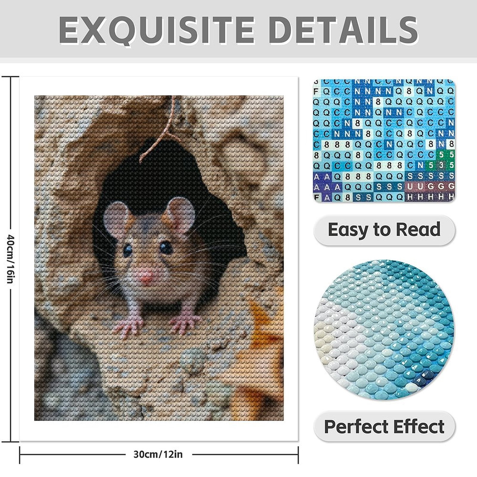 Diamond Art Kits for Adults - 5d Mouse In Earthy Hole Peeking Out Diamond Painting for Adults, Diamond Art for Adults Beginners, Diamond Painting Kits for Adults for Home Wall Decor