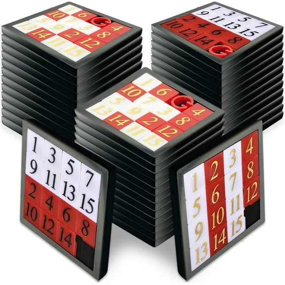 Gamie Slide Puzzles – Set of 24 Number Puzzle Games, Brain Teasers & Party Favors