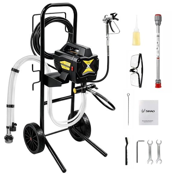 SHUNHENGYE Airless Paint Sprayer – 25FT Hose, Extension Pole, Mobile Cart – for Indoor and Outdoor Painting