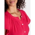 thumbnail image 4 of Time and Tru Women's and Women's Plus Double Cloth Midi Dress, Sizes XS-4X, 4 of 5