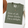 thumbnail image 3 of First of All Jesus Thinks I'm a Delight Comfort Colors Shirt, Cute Christian Frog Graphic Tee for Women, 3 of 6