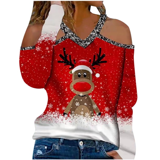 Tops para mujer, camisas con cuello en V para mujer, camisetas casuales de manga larga con estampado floral, blusas, túnicas sueltas, camisetas Pompotops gfhjh11736