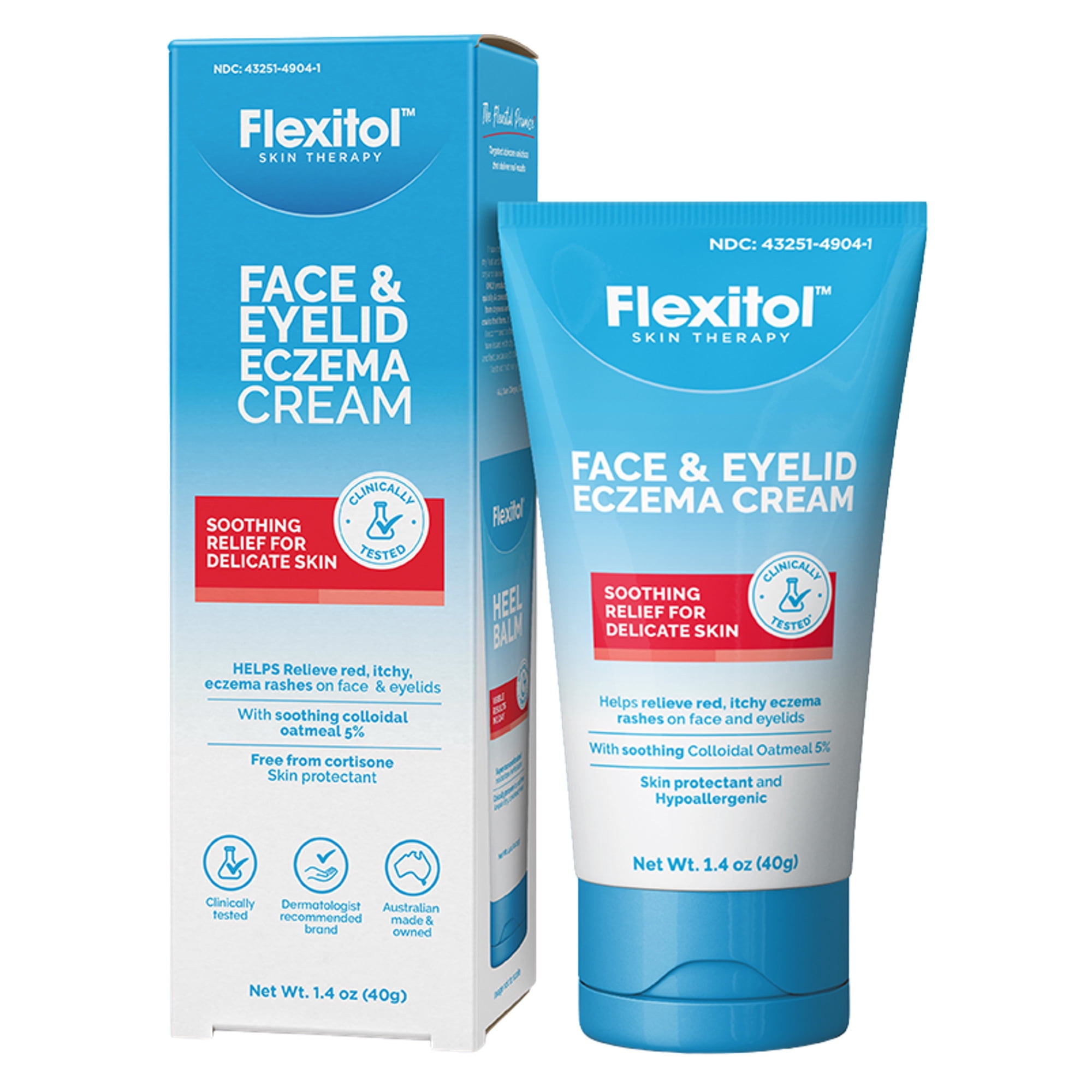 Flexitol Face and Eyelid Eczema Cream for Sensitive Skin, 5% Colloidal Oatmeal, Soothing Eye Treatment for Eczema and Dermatitis, Hydrating Non-Greasy Ointment for Dry, Itchy Skin, 1.4 oz
