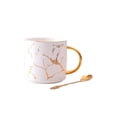 thumbnail image 1 of Advancent Tazas de café de cerámica nórdicas con cuchara de acero inoxidable, juego de vajilla, té de agua, estilo desayuno, tazas de leche, Juegos de servir café y té Oro Blanco/Cuchara 301-400ml, 1 of 6