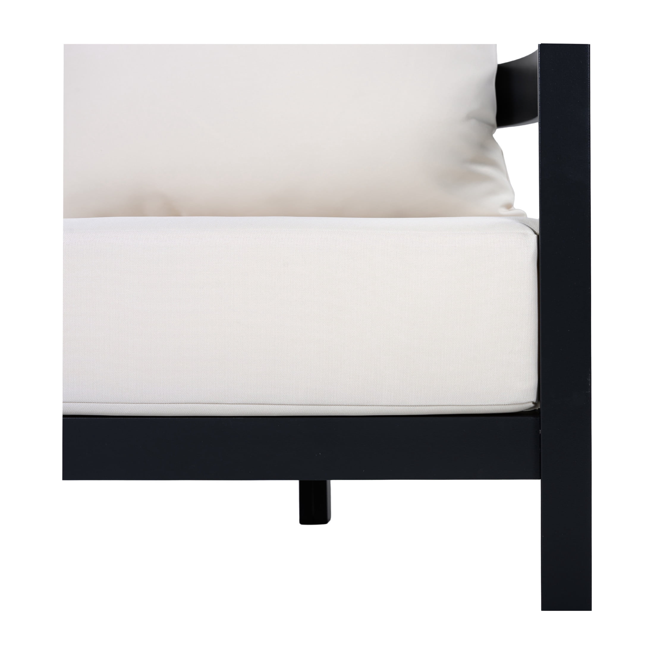 Christopher Knight Home Outdoor Aluminum Loveseat with Cushions, Curved Back, Black + White