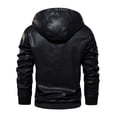 thumbnail image 4 of Tiweut Leather Jackets for Mens Mens Hooded Splice Solid Color Long Sleeved Hooded Drawstring Zipper Outdoor Slim Fit Coat Tops Black,M, 4 of 4