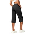 thumbnail image 6 of Babaley Womens Capri Pants High Waisted Stretch Side Slit Cropped Trousers Dressy Stylish Casual Office Business Work Pants, 6 of 6