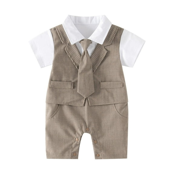 Boy Clothes Button down Shirt with Bowtie Vest Pants 4 Pieces Gentleman Wedding Outfit Baby Boy Outfit for Boys 6-9 Months