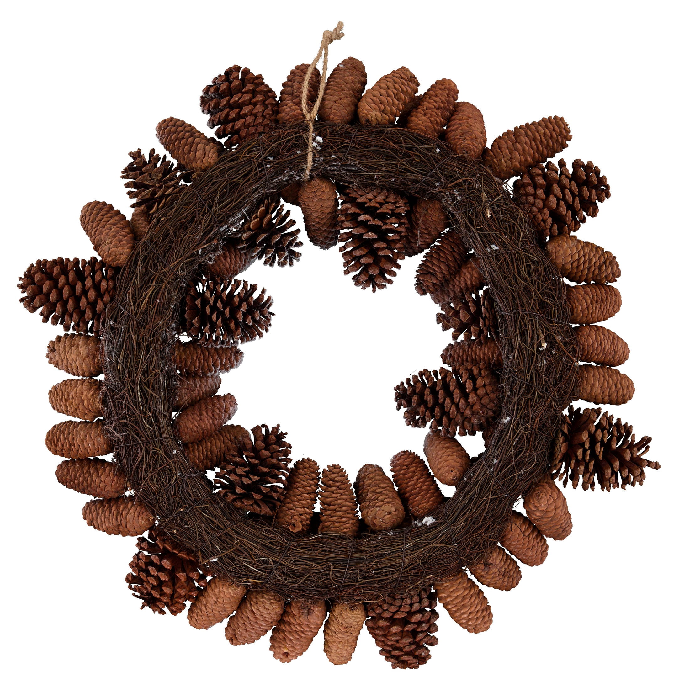 Snow-Flocked Pinecone Christmas Wreath, Brown and White, 24", by Holiday Time