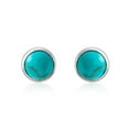 thumbnail image 2 of Ensemble de Boucles d'Oreilles à Boutons en Dôme Rond Turquoise Bleu Compressé Simple pour Femmes.925 Argent Sterling, 2 of 5