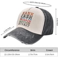 thumbnail image 5 of Cash Hank Willie Waylon Vintage Washed Distressed Cotton Dad Hat Baseball Cap Adjustable Denim Dad Hat, Black and White, 5 of 9