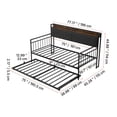thumbnail image 2 of Twin Daybed Frame with Trundle & Charging Station, Metal Platform Bed, Twin to King, Guest Bed for Living Room, Bedroom, Easy Assembly, 2 of 8