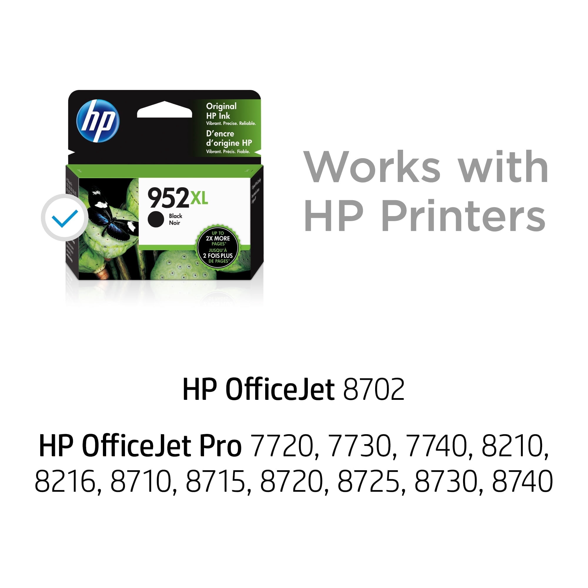 HP 952XL High Yield Black Original Ink Cartridges N9K29BN 2-Pack (Sold Without Manufacturer Warranty)