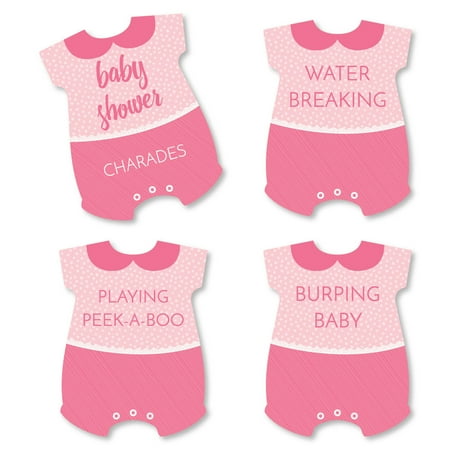 Baby Girl Pink Baby Shower Game Baby Charades Cards Set Of 24