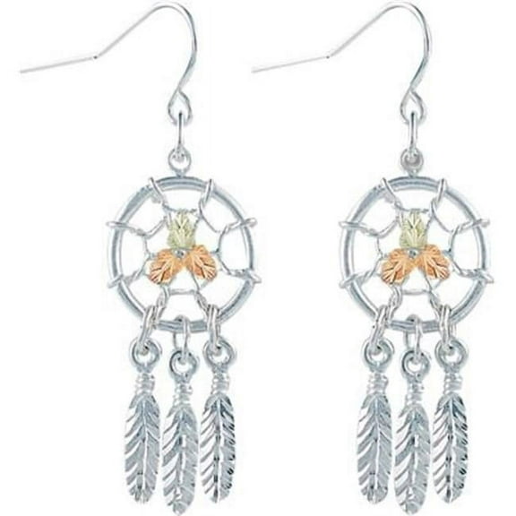 Landstroms MRLER866 Silver Black Hills Gold Dreamcatcher Earrings