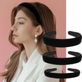 thumbnail image 3 of 3PCS Black Velvet Padded Headband, Elegant Soft Simple Solid Puffy Headbands, Vintage No Teeth Plain Thick Velvet Hair Band Hoops Holiday Elastic Hair Accessories For Women Teen Girls Casual, 3 of 8