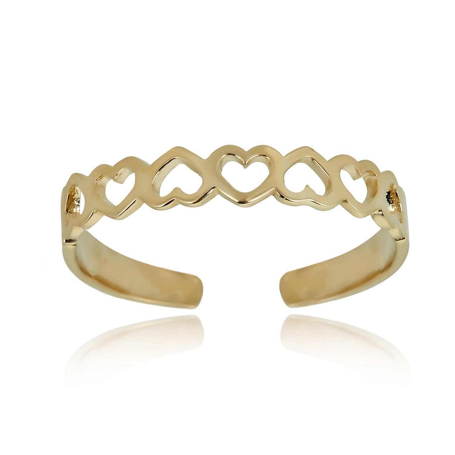 14k Solid Gold Lite Heart Toe Ring Body Art Adjustable 