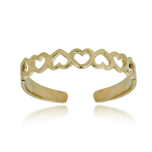 AVORA 10K Yellow Gold Adjustable Open Heart Toe Ring