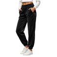 thumbnail image 2 of THNCYX Women Solid Color Elastic Waist Casual Sweat Pants With Side Pockets Relaxed Wide Drawstring Trousers, 2 of 9